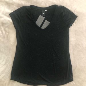 adidas Short Sleeve V-Neck T-Shirt - black, logo on back